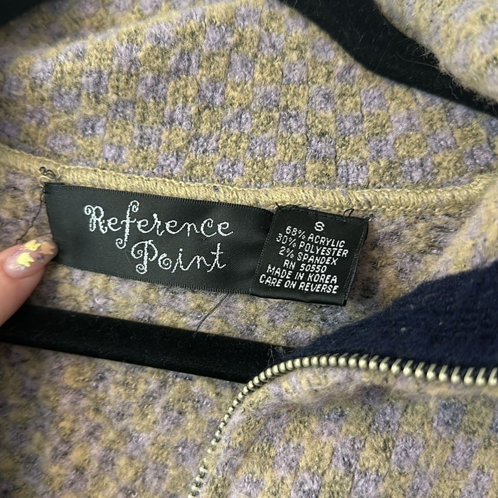 Reference Point Women’s Patterned Zip Up Sweater - image 2